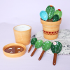 Cactus Ceramic Measuring Spoon Set Cute Kitchen Tool With Base