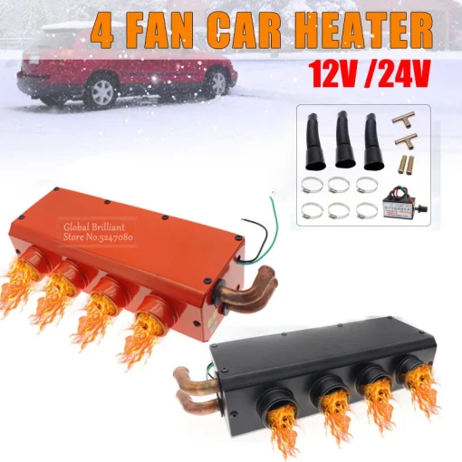 12V/24V Car Heater Auto Van Heating Fan Windshield Defroster Air Heater 4 Ports Car Heater For Rv Motorhome Trailer Trucks