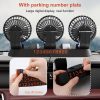 3 Head Car Cooling Fan With Parking Number Plate Usb /12V/24V Electric Fans Auto Low Noise Fan 360 Degree Rotatable Auto Cooler