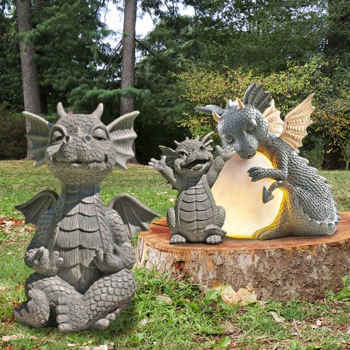 Baby Dragon Garden Sculpture Decoration Adorable Yoga Dragon Resin Statue Home Outdoor Decoration Ornaments Pacific Giftware