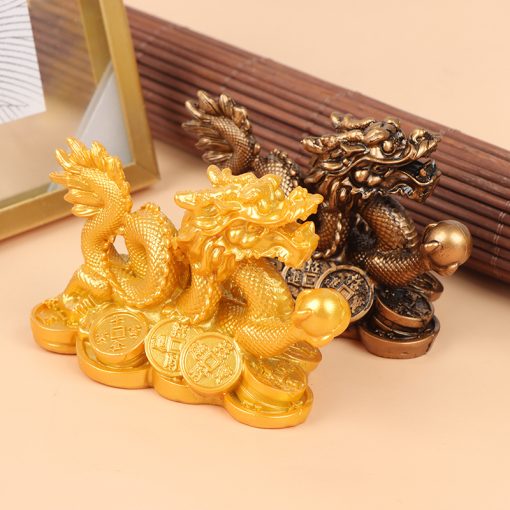 Chinese Auspicious Dragon Statuette Resin Sculpture Decoration Home Decoration