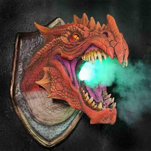 Dragon Legends Prop 3D Wall Mounted Smoked Led Dragon Head With Decor Statue Dinosaur Hanging Wall Light Art Sculpture Wall Z8T7