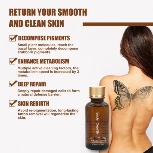 Elecool 30Ml Tattoo Removal Liquid 100% Safe Permanent Clean Tattoo Portable Natural Plant Extracts Body Art Paint Removal Cream