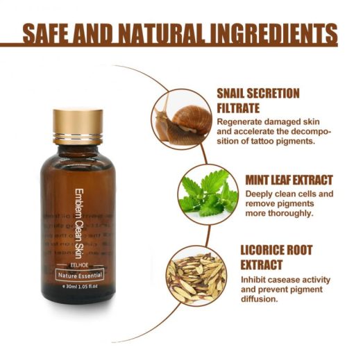 Elecool 30Ml Tattoo Removal Liquid 100% Safe Permanent Clean Tattoo Portable Natural Plant Extracts Body Art Paint Removal Cream