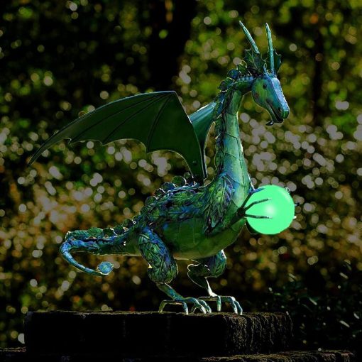 Garden Statue Dragon Statue Solar Lighting Resin Ornament Dinosaur Shape Sculpture Outdoor Yard Decoration Home Decor