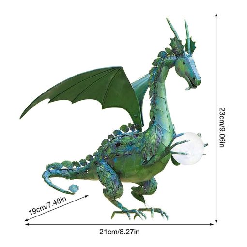 Garden Statue Dragon Statue Solar Lighting Resin Ornament Dinosaur Shape Sculpture Outdoor Yard Decoration Home Decor