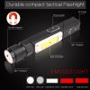 High Lume Handfree Tactical Flashlight Dual Fuel 90 Degree Twist Rotary Clip Rechargeable Super Bright 5 Modes Led Torch Outdoor