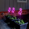 Led Bird Lamp Flamingo Neon Pile Solar Power Light Outdoor Fence Light Courtyard Garden Solar Led Lamp Waterproof Outside Decor