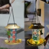 Solar Panoramic Iron Bird Food Feeder Outdoor Garden Hanging Solar Bird Feeder Gardening Light