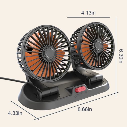 Portable Dual Head Car Fan 360 Degree Rotation Car Auto Air Cooling Fan Usb Air Circulation Fans For Dashboard Rv Truck