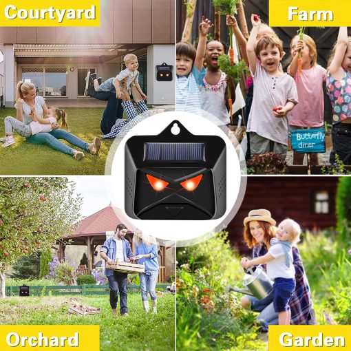 Solar Powered Animal Repellent Ip44 Waterproof Animal Deterrent With Red Led Light Scares Repels Pigeon Bird Ultrasonic Repellen