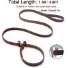 Benepaw Heavy Duty Slip Dog Leash Leather Adjustable Stitched Pet Training Lead With Slider For Medium Large Dogs Easy Control