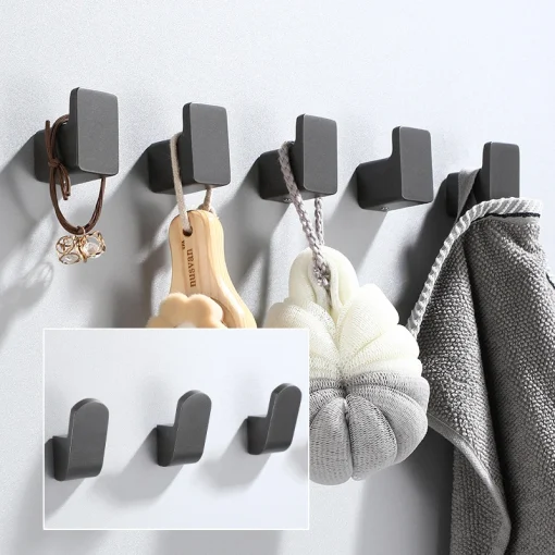 Black Robe Wall Hooks Keys Clothes Coat Hanger Hook Bathroom Towel Coat Rustproof Holder Rack Hook Kitchen Organizer Accessories