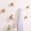 Children'S Room Decorative Hooks Wood Wall Hooks Star Key Hook Modern Creative Coat Hook Rack Wall Hanger Bag Hooks For Hanging