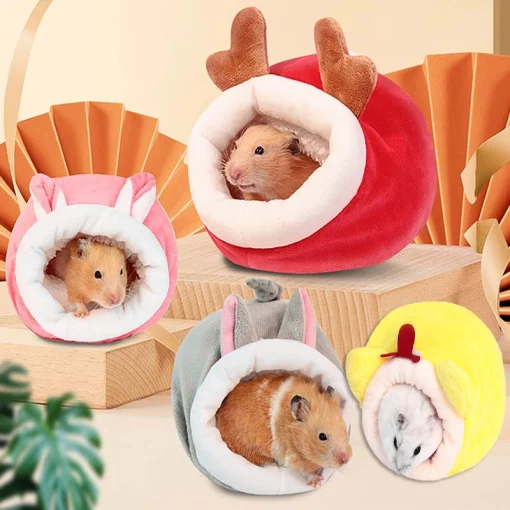 Cute Hamster Cotton House Soft Plush Sleeping Bag Small Animal Nest Guinea Pig Breathable Warm Rooms Hamster Accessories