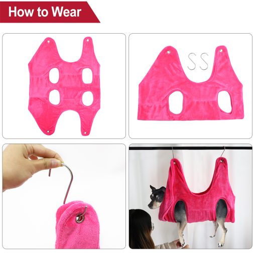 Dog Cat Hammock Helper Soft Flannel Pet Grooming Hammocks Restraint Bag Harness For Nail Clip Trimming Bathing With 2 Hook