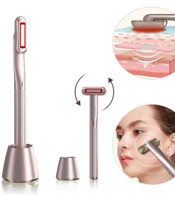 Ems Micro-Current Eye Massager Vibration 360°Rotating Red Light Therapy Skin Rejuvenation Compress Anti-Aging Beauty Device