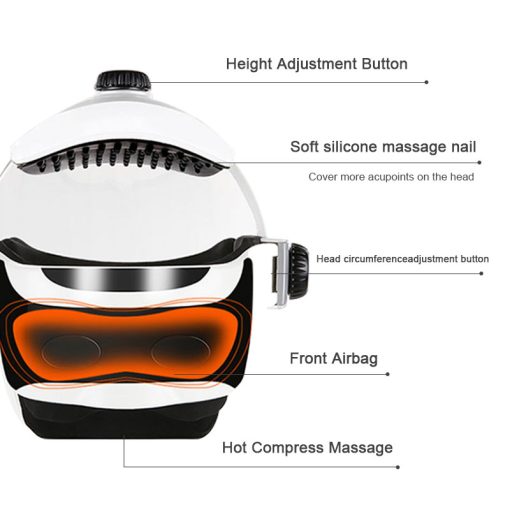 Head And Eye Two-In-One Massager, Air Pressure Vibration Therapy To Promote Sleep, Infrared Music Massage Helmet