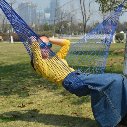 Nylon Hammock Portable Garden Mesh Net Sleeping Bed Hamaca For Outdoor Travel Camping Hamak Blue Green Red Hamac