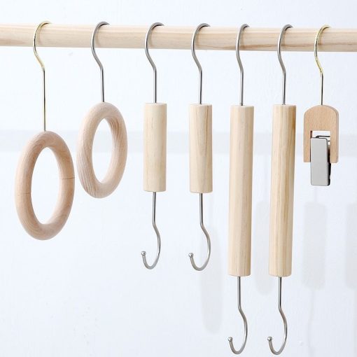 Solid Wood Metal Material Hooks Clothing Store Coat Hangers Goods Organizer Scarf Belt Hat Rack Display Cloakroom Anging Clip