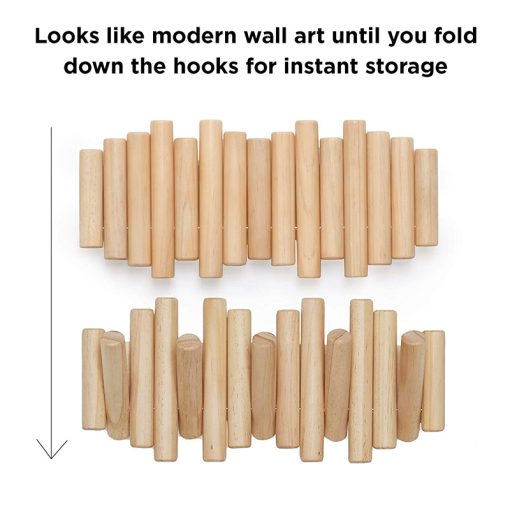 Wood 5 Hooks Wall Hanger Foldable Coat Racks Decoration Wall-Mounted Multi Rack Modern Round Wooden Decor Peg Wall Children Rack