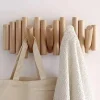 Wood 5 Hooks Wall Hanger Foldable Coat Racks Decoration Wall-Mounted Multi Rack Modern Round Wooden Decor Peg Wall Children Rack