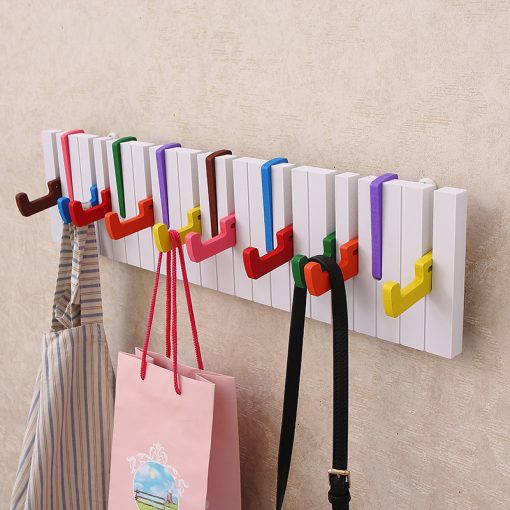 Wood Piano Keys Wall Mounted Coat Hook Hanger Wall Decoration Hat Storage Rack Wood Shelf Hanger Creative For Living,Dining Room