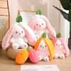 18/25Cm Creative Funny Doll Carrot Rabbit Plush Toy Stuffed Soft Bunny Hiding In Strawberry Bag Toys For Kids Birthday Gift