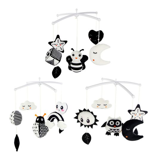 Baby Crib Bell Animal Music Box Black And White Bed Toy Rattles Baby Toys 0-12 Months Infant Clockwork Toy Mobile Newborn Toys