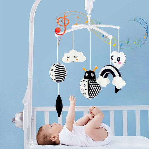 Baby Crib Bell Animal Music Box Black And White Bed Toy Rattles Baby Toys 0-12 Months Infant Clockwork Toy Mobile Newborn Toys