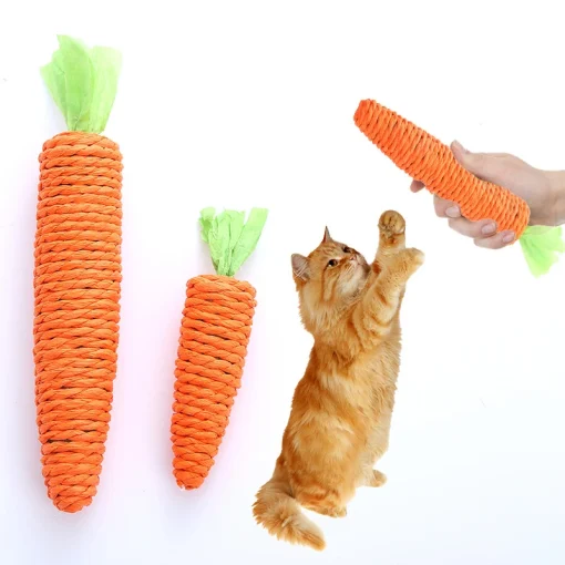 Carrot Pet Cat Toy Paper Rope Chew Toys Built-In Bell Small Animals Cute Pet Toys Wholesale