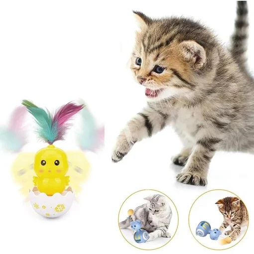 Cat Interactive Toy Feather Pet Bumbler Funny Toy Interactive Cats Toys Cat Rolling Teaser Feather Wand Toys Rotating Ball