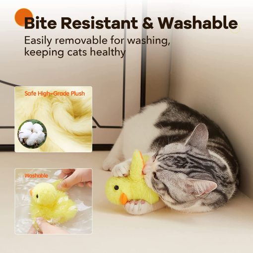 Cat Toys Interactive For Indoor Cats Rechargeable Touch Activated Duck Cat Squeaking Catnip Toy For Cats/Kittens