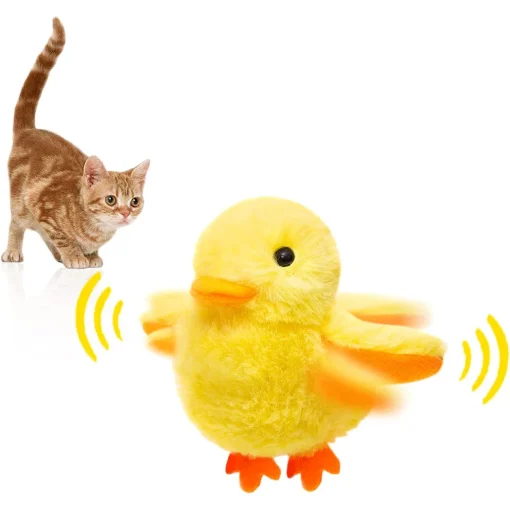 Cat Toys Interactive For Indoor Cats Rechargeable Touch Activated Duck Cat Squeaking Catnip Toy For Cats/Kittens