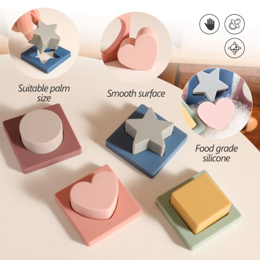 Children Montessori Silicone Toys Baby Early Education Toy Shape Matching Kids Puzzle Toys Sorter Games Baby Silicone Teether