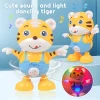 Dancing Electric Cartoon Cute Small Yellow Tiger Doll Home Decor Kid Gift Baby Early Education Musical Dance Light Led Baby Toys