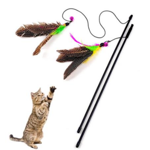 Funny Kitten Cat Teaser Interactive Toy Rod With Bell And Feather Toys For Cats Teaser Interactive Toy Rod Pet Cats Toys Stick