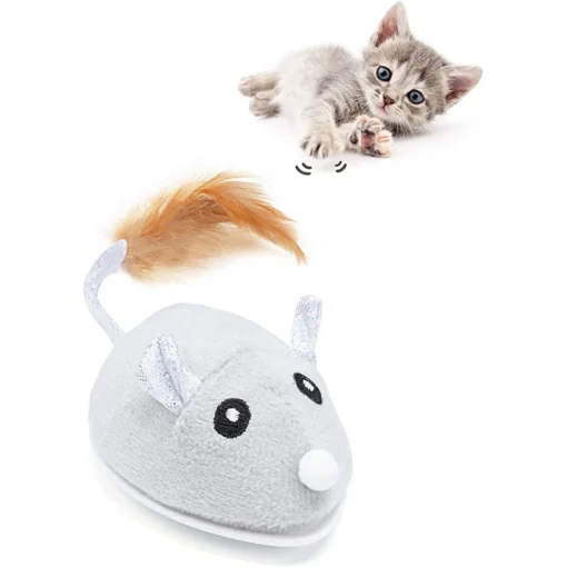 Interactive Cat Toy Automatic Mouse With Feather Tail Kitty With Usb Charging Pet Exercise With Led Lights Smart Electric Robot