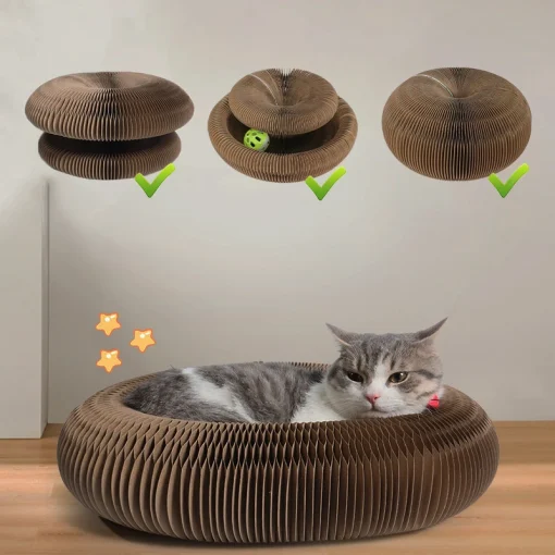 Magic Organ Cat Scratching Board Toys With Bell Cat Grinding Claw Kitten Climbing Frame Cat Nest Accessories