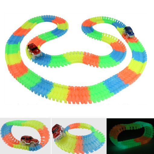 Magical Tracks Luminous Racing Track Car With Colored Lights Diy Plastic Glowing In The Dark Creative Toys For Kids