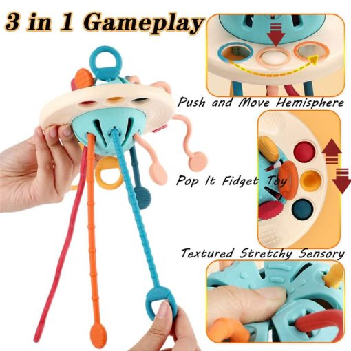 Montessori Pull String Sensory Toys Baby 6 12 Months Silicone Activity Toys Development Educational Toys For Baby 1 To 3 Years