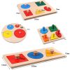 Montessori Puzzle Toys Wooden Geometric Shapes Sorting Math Colorful Preschool Learning Educational Game Baby Toddler Toys