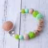 Personalized Name Beech Wood Chew Beads Pacifier Clips Dummy Chain Holder Cute Soother Chains Baby Teething Toy Baby Chew