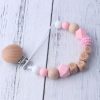 Personalized Name Beech Wood Chew Beads Pacifier Clips Dummy Chain Holder Cute Soother Chains Baby Teething Toy Baby Chew