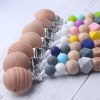 Personalized Name Beech Wood Chew Beads Pacifier Clips Dummy Chain Holder Cute Soother Chains Baby Teething Toy Baby Chew