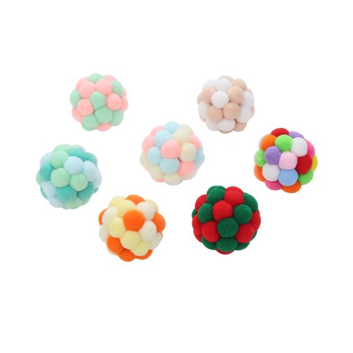 Pet Cat Toy Colorful Bouncy Ball Kitten Toys Plush Bell Ball Mouse Toy Planet Ball Cat Toys Interactive Pet Supplies