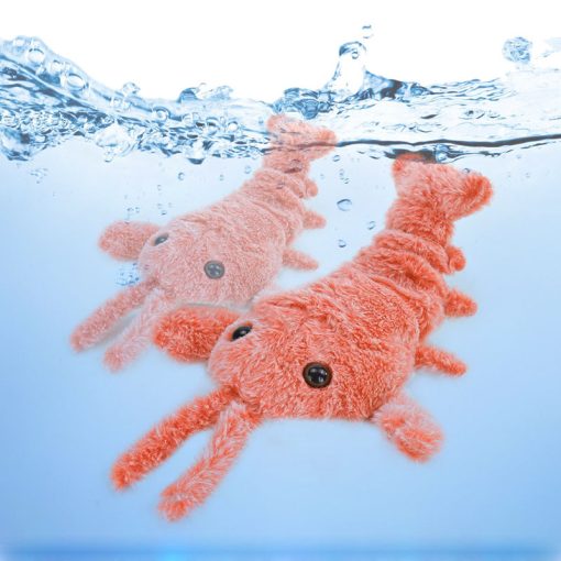 Pet Toy Electric Simulation Lobster Jumping Cat Toy Shrimp Moving Toy Usb Charging Funny Plush Toys For Dog Cat Kid Washable Toy