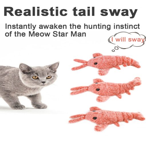 Pet Toy Electric Simulation Lobster Jumping Cat Toy Shrimp Moving Toy Usb Charging Funny Plush Toys For Dog Cat Kid Washable Toy