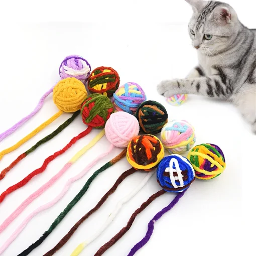 Pet Cat Toys Are Self Entertaining Chew And Tease Cats Toy Balls Colored Wool Balls Cat Supplies Fidget Toy For Cats Accessories