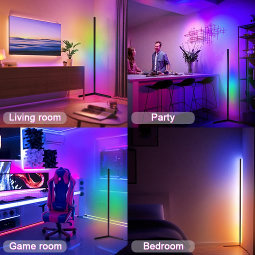 Rgb Floor Lamp Corner Standing Lamps Bedroom Led Bedside Decoration Living Room Art Decor Remote Indoor Party Stand Lighting